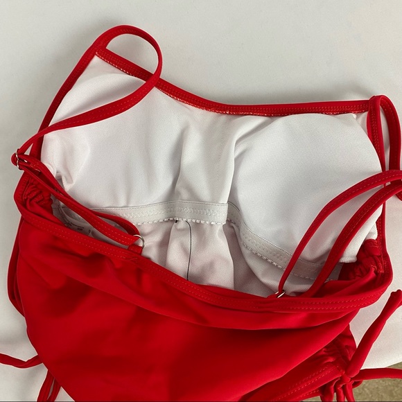 NWOT Red High Leg French Cut Ultra Cheeky Backless Tie Sides One Piece Swimsuit - Picture 6 of 8